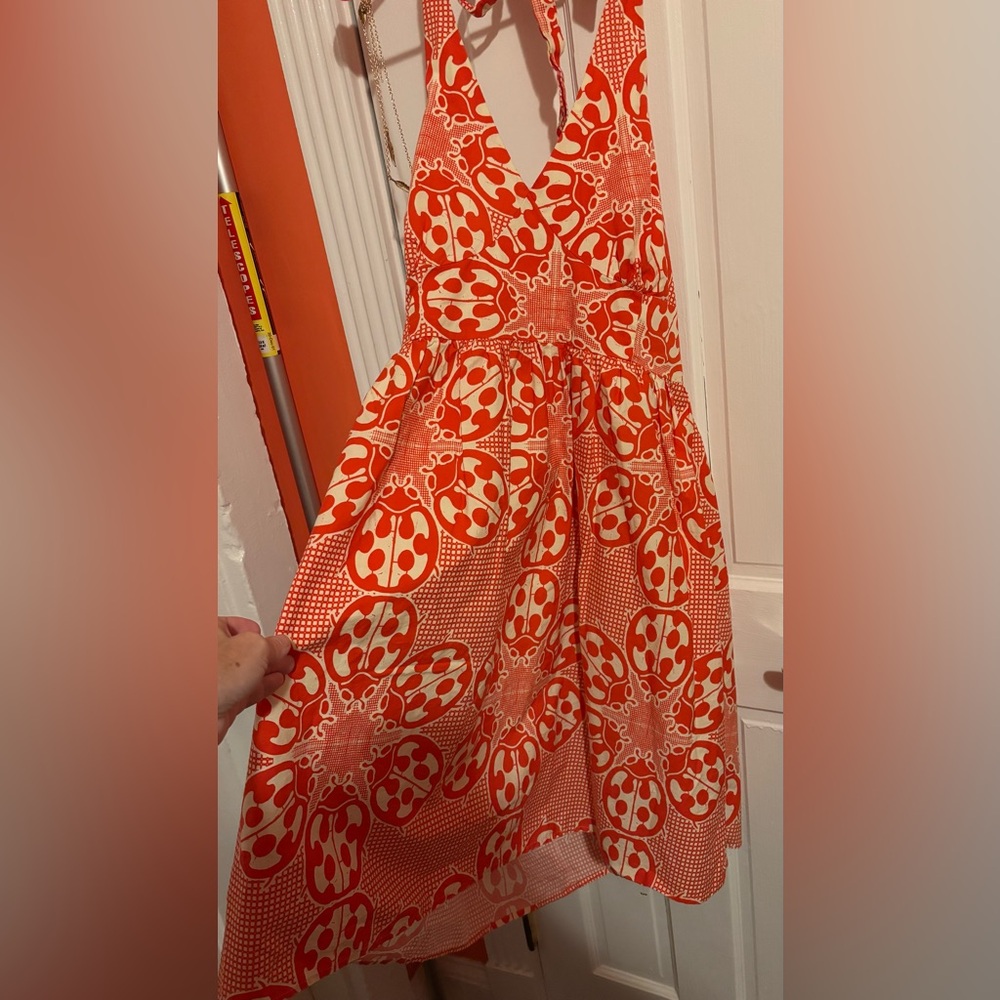 Modcloth Vibrant Red and Cream  ladybug Dress Xl